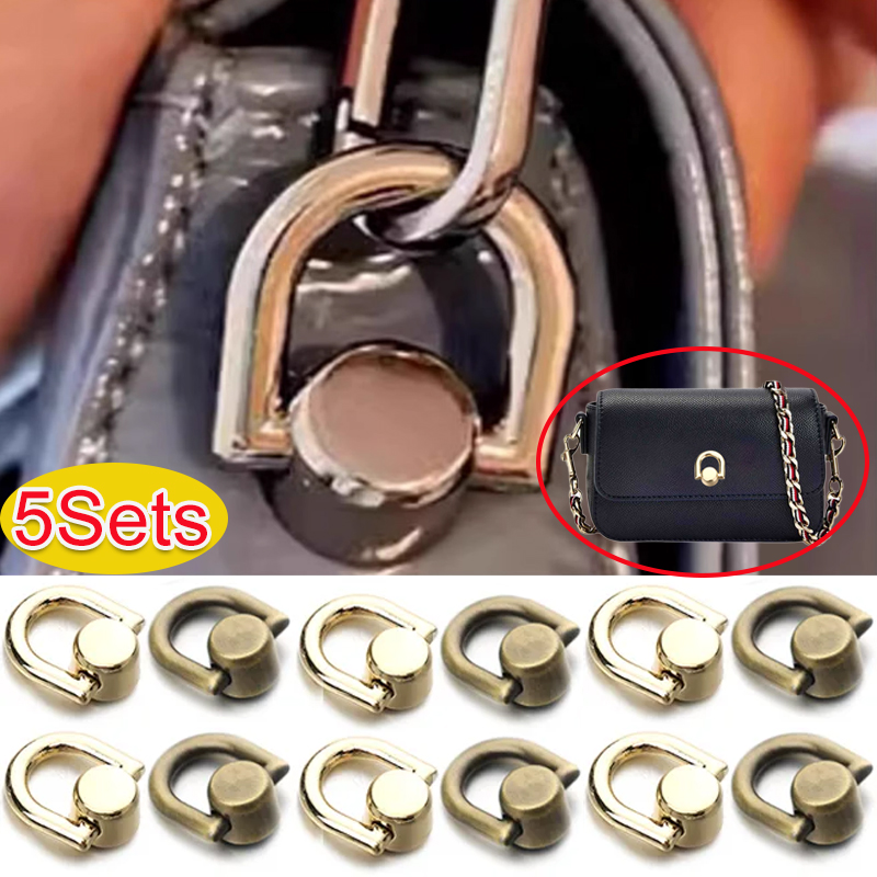 Hebillas de Clip lateral para bolso con anillo en forma de D, hebilla de Metal doble D, asas de cadena para bolso, conector, correa para bolso, accesorios de Hardware, 5 uds.