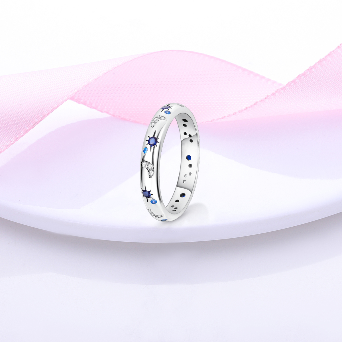 Banhado a prata azul mau olhos zircão anel design original zircão anéis de dedo para mulheres alta qualidade jóias de casamento presente