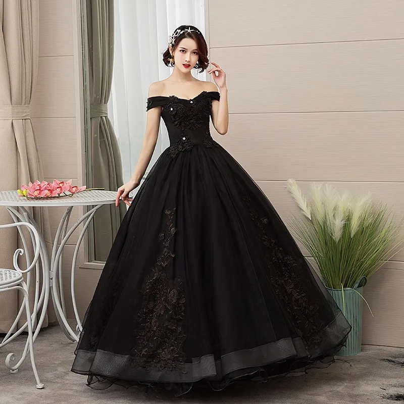 Vestidos elegantes con cuello barco para niña, Vestidos bordados de encaje de lujo, Vestidos de fiesta de princesa para cumpleaños, vestido de presentador para escenario de graduación 2024