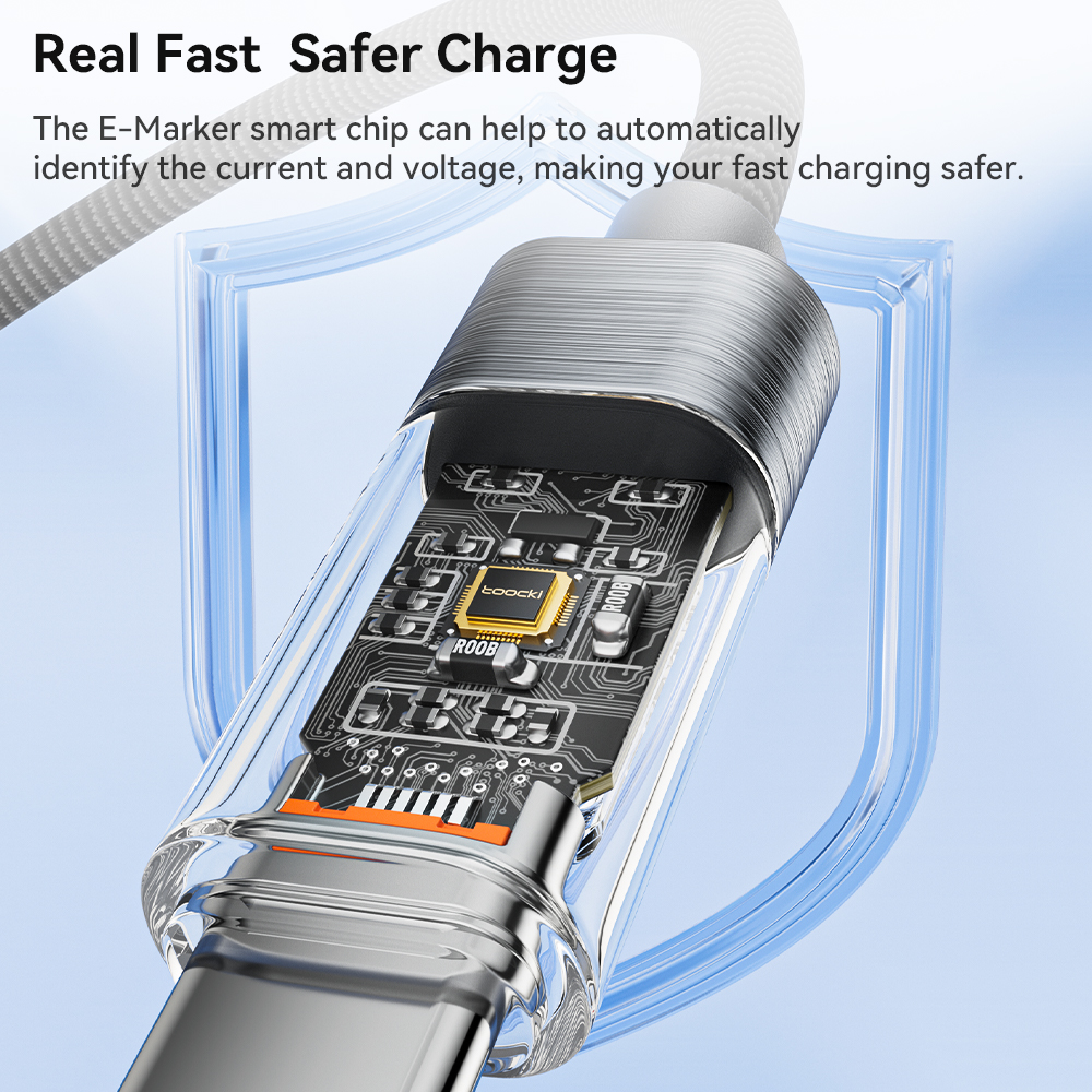Toocki tipo C a tipo C Cable 100W PD pantalla cargador de carga rápida USB C a USB C Cable transparente para Xiaomi Macbook
