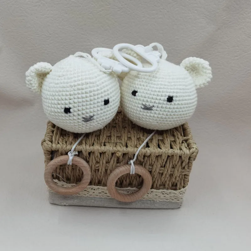 Handmade โครเชต์หมีสัตว์หัวถัก Rattle เพลง DIY ทารกแรกเกิดทารกแรกเกิด Teether Sensory ของเล่น