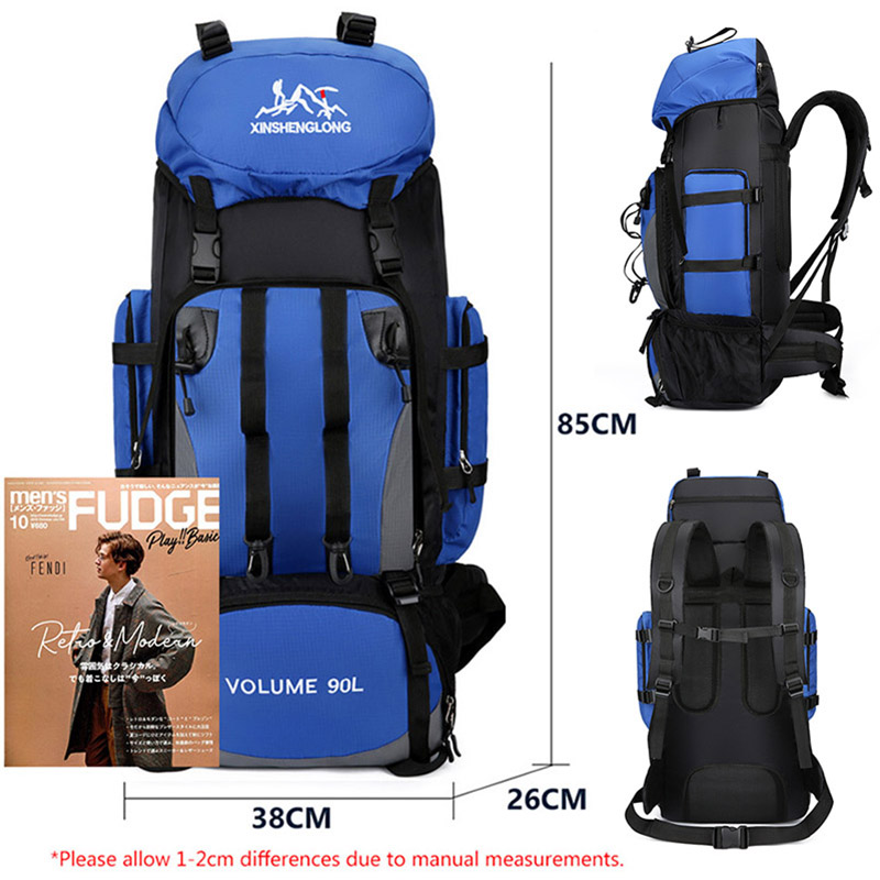 Mochila impermeable de 90L para hombre, bolsa de gran capacidad para senderismo, acampada, viaje, deportes al aire libre, equipo de Camping