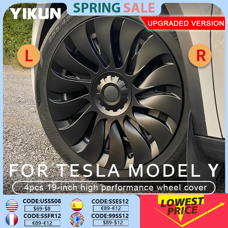 4PCS/1PCS Hub Cap for Tesla Model Y 19 Inch Performance  Automobile Replacemen Hubcap Full Rim Cover Accessories Wheel Caps 2023