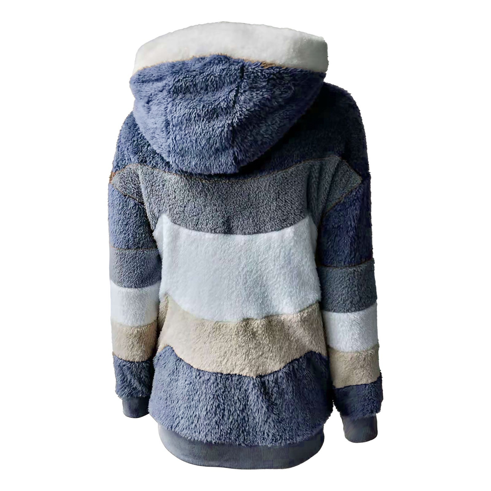 Cárdigan de forro polar para mujer, chaqueta cálida de felpa, abrigo suelto con capucha y bolsillo con cremallera, abrigo grueso de talla grande, sudaderas con capucha de piel sintética, prendas de vestir de invierno