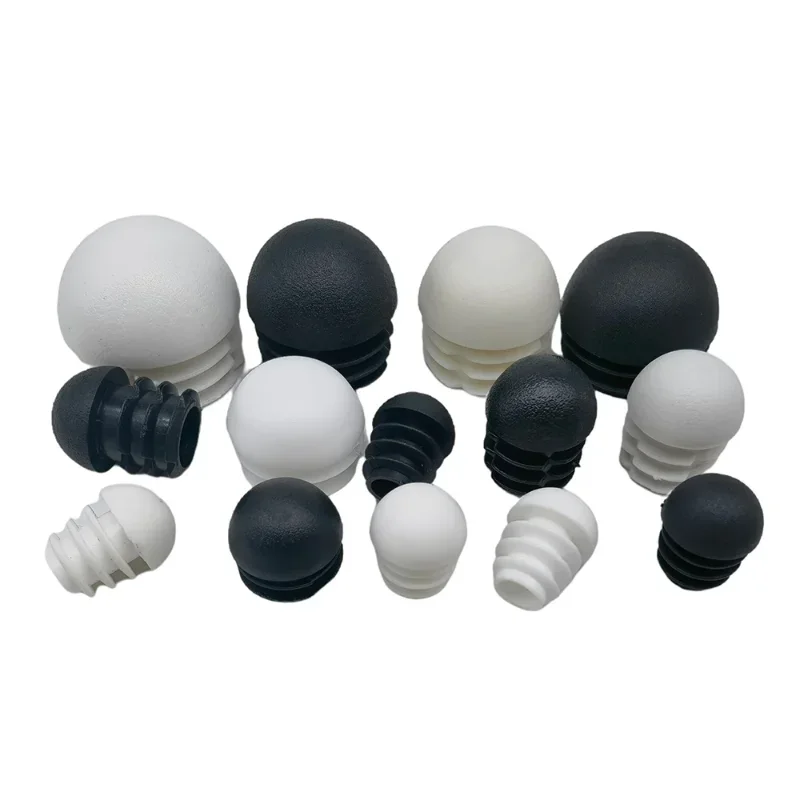 Piedini per sedie rotondi in plastica bombata nera/bianca inserti per tubi a tubo tappi terminali per tranciatura 16/20/28/30/35/38/40/42/45/48/50mm 2/4/10 pz