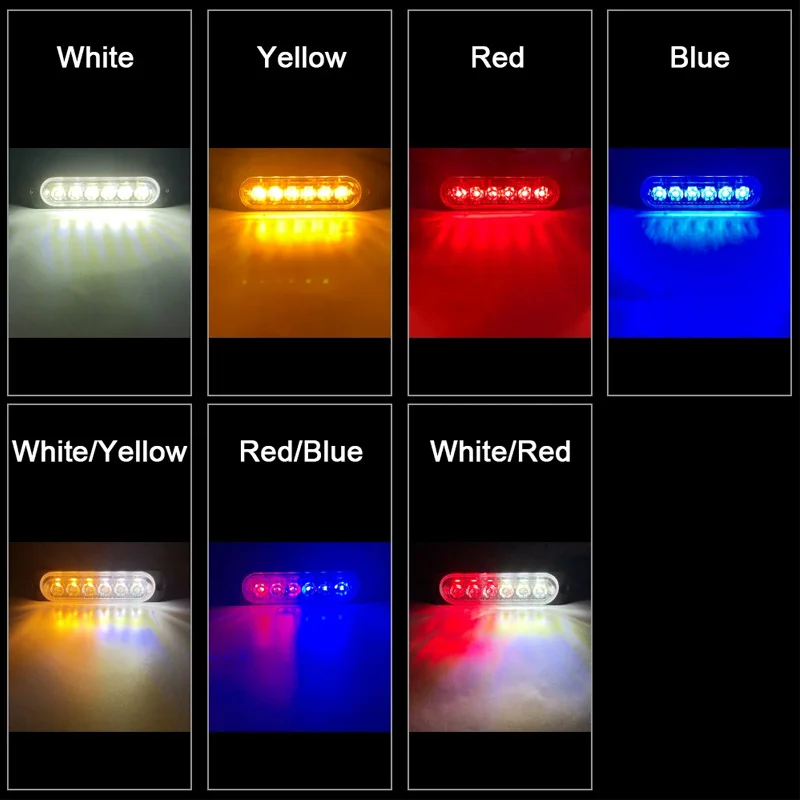 กระพริบกระจังหน้าฉุกเฉิน 6LED เตือนไฟตํารวจสําหรับรถบรรทุกรถ Strobe ไฟ LED 12V 24V