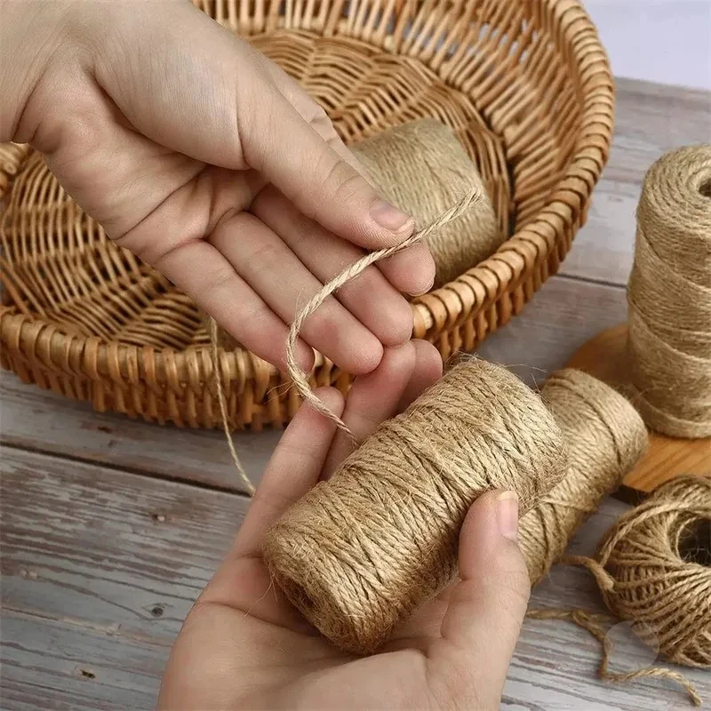 50/80/100m1- 2mm corda de juta natural fita artesanato diy cabo de juta vintage fio de costura festa de casamento decoração de casa