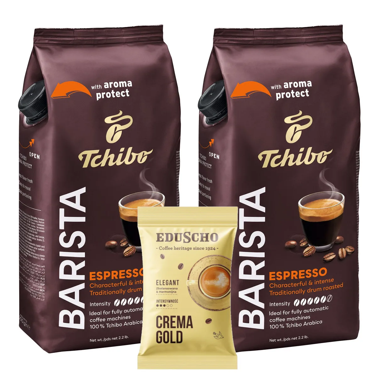 Kawa ziarnista TCHIBO Barista Espresso 100% Arabica 2x1kg + GRATIS Crema Gold 100g