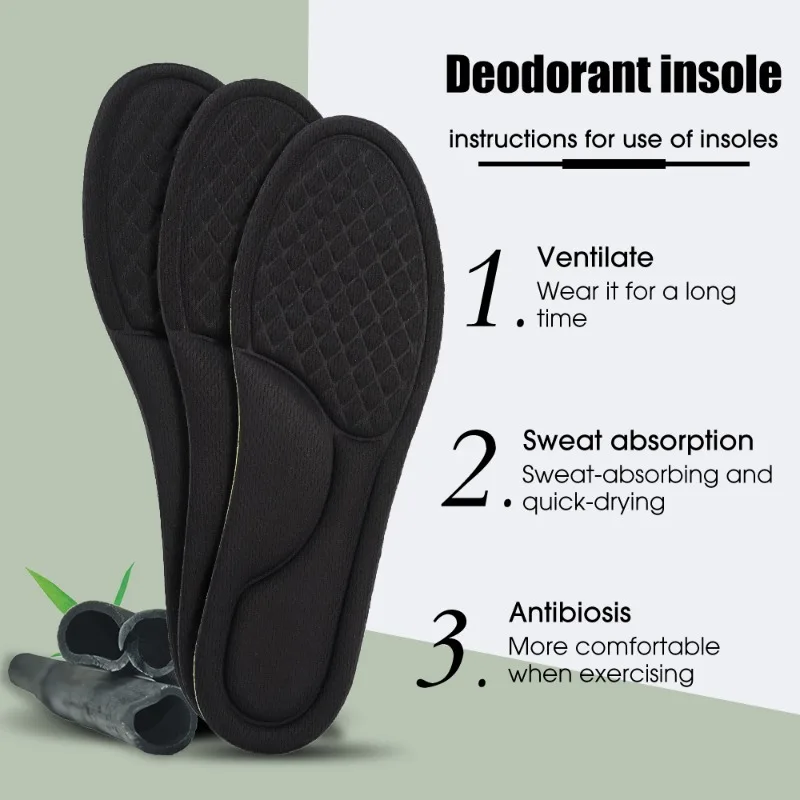 12/2pcs Soft Memory Foam Orthopedic Insoles Deodorizing พื้นรองเท้าสําหรับรองเท้ากีฬาดูดซับเหงื่อ Antibiotic รองเท้าอุปกรณ์เสริม