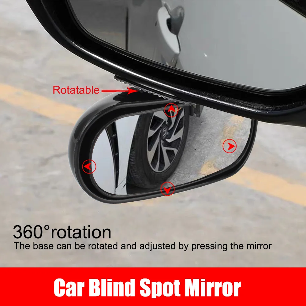 Accesorios universales para coche, espejo retrovisor auxiliar, espejos traseros laterales gran angular, punto ciego inverso 360 °   Ajustable