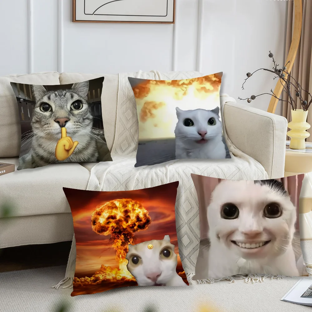 Funda de cojín cómoda y suave funda de almohada divertida de gato para sofá meme sala de estar decoración de oficina en casa y fundas protectoras