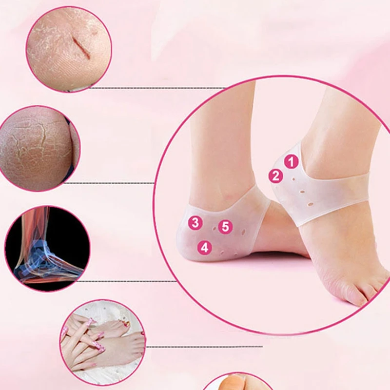 Gót Silicon Bảo Vệ Bảo Vệ Gót Thúc Đẩy Miếng Lót Cho Cứu Trợ Plantar Fasciitis Đau Gót Chân Giảm Áp Lực Lên Gót 1