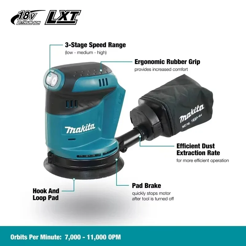 Makita DBO180Z 18V Brushless Cordless Rechargeable Disc Random Orbital Sander Woodworking Sanding Putty Polishing Bare Tool