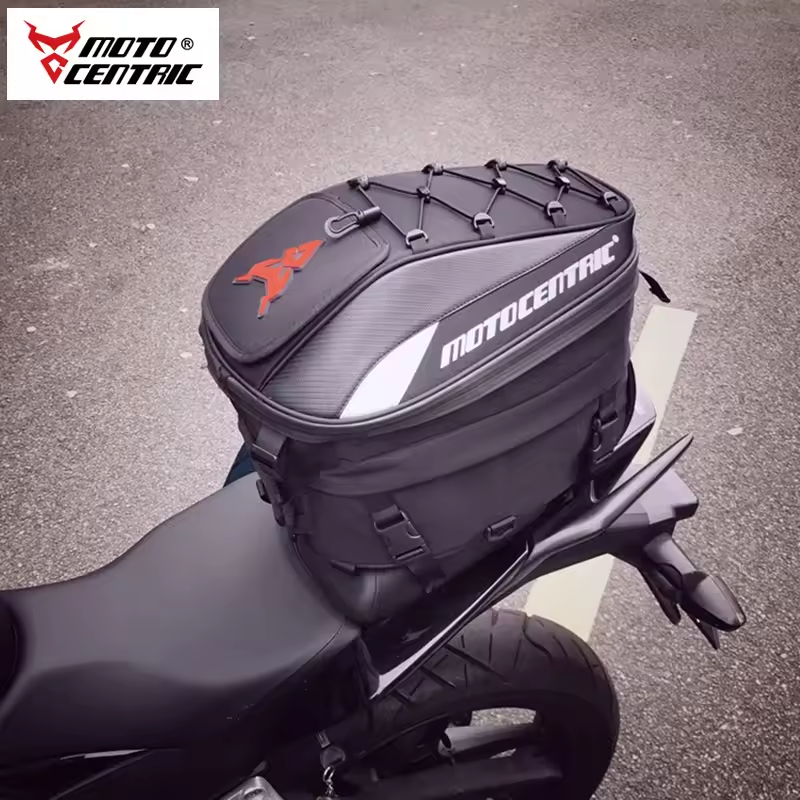 Bolsa motocêntrica para assento traseiro de motocicleta, bolsa traseira à prova d'água para assento traseiro multifuncional, bolsa para capacete de moto, mochila para motociclista