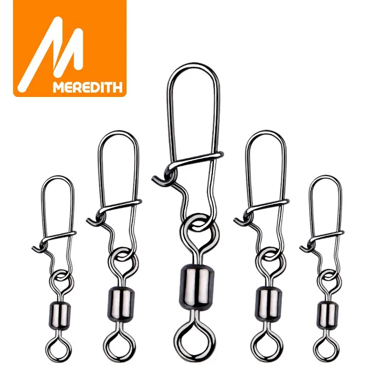 Connettore per accessori per la pesca del luccio di manometro 50 pezzi cuscinetto a perno girevole girevole in acciaio inossidabile moschettone con esca girevoli Tackle