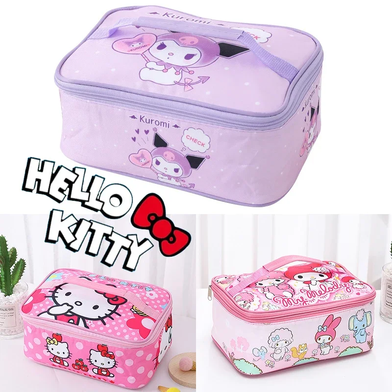 Sanrio Hello Kitty My Melody-bolsas de almuerzo aisladas para niños, bolsa de Picnic portátil de alta capacidad, fiambrera para estudiantes, bolsa térmica de hielo