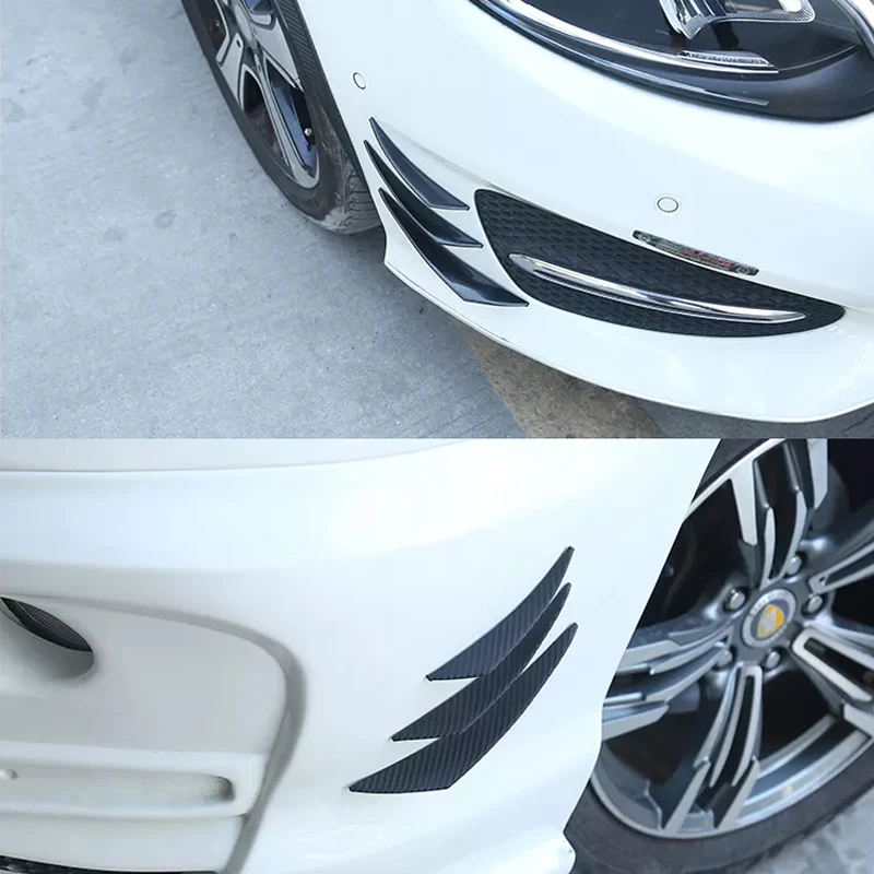 6 個ユニバーサルゴム車のフロントバンパーリッププロテクターリアディフューザーブラックカーボンファイバースポイラースプリッターウイング保護ガード