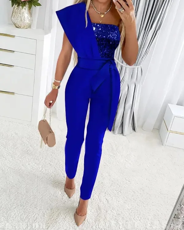 2024แขนกุดO-คอJumpsuitผู้หญิงPatchwork Romperสุภาพสตรีเซ็กซี่บอดี้สูทหญิงJumpsuit Overallsสําหรับผู้หญิงJumpsuits Elegant