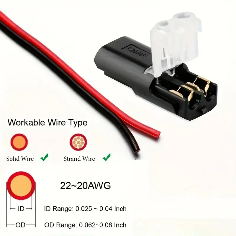 50/100 ต่อแพ็ค H2 2-Pin Plug-In Wire Connector, ทองแดงหุ้มฉนวนไนลอน Quick Connection Terminal Block, เหมาะสําหรับสายแรงดันต่ํา, ไม่ต้องใช้โหมดพลังงาน, ไม่มีชิ้นส่วนอิเล็กทรอนิกส์