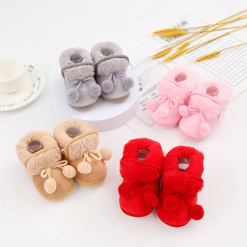 Winter Baby Schneeschuhe warme Plüsch bälle Indoor süße Prinzessin Schuhe bequeme weiche Unterseite Säugling Neugeborenen Kleinkind Babys chuhe