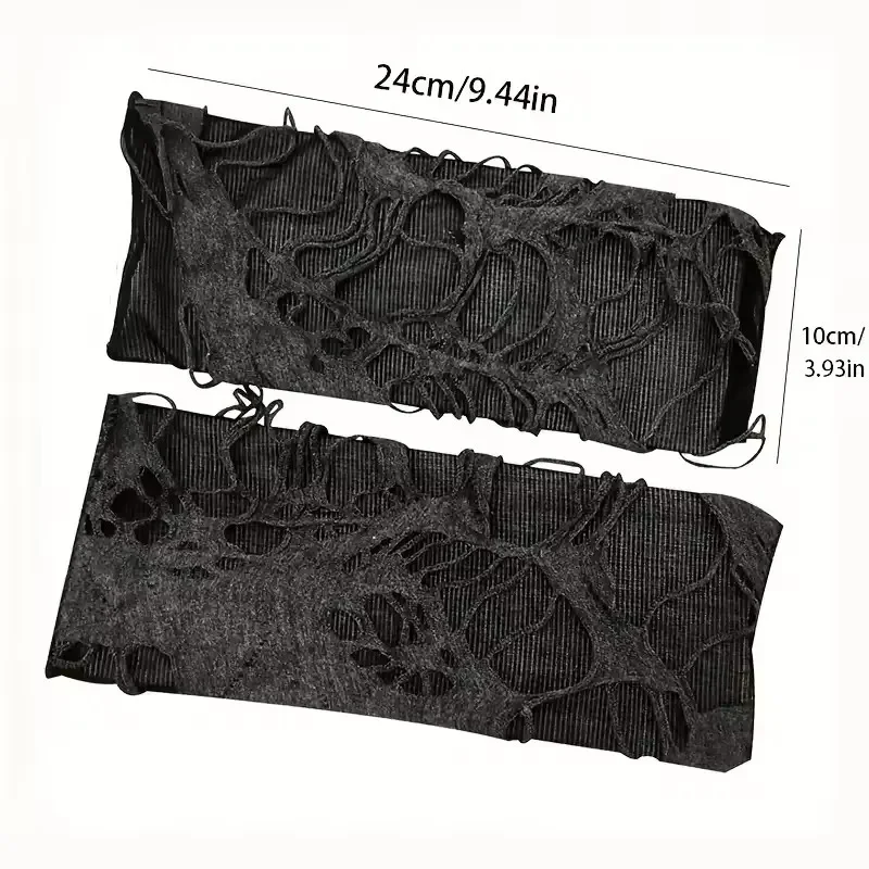 Nova venda quente moda simples gótico luvas sem dedos unisex rasgo design elástico para preparação de festa e durável