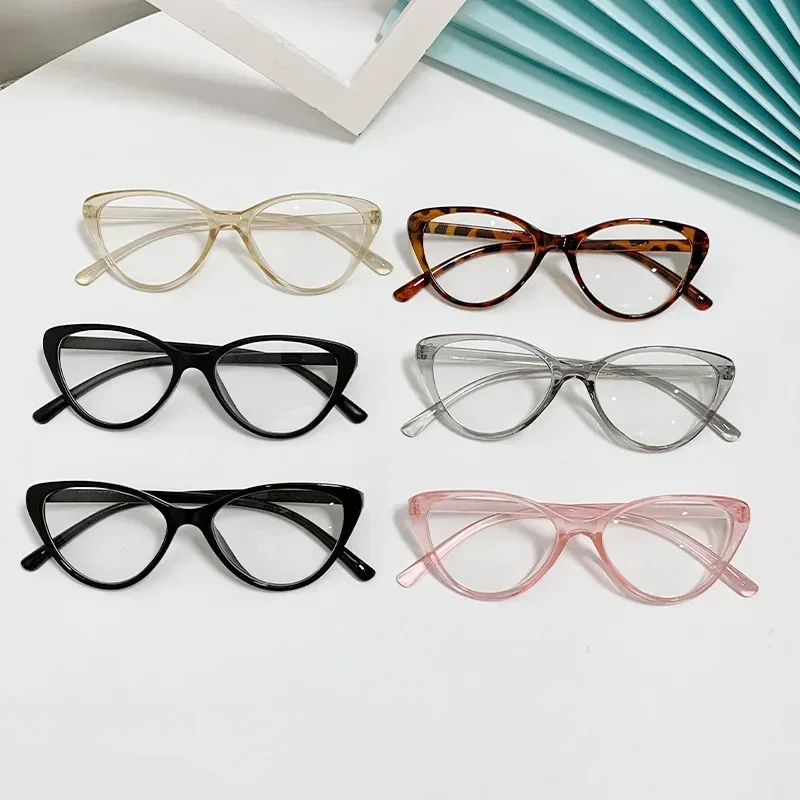 Nuevas gafas lisas de ojo de gato Unisex a la moda para mujer, gafas con montura de Pc para fiesta, gafas decorativas para mujer