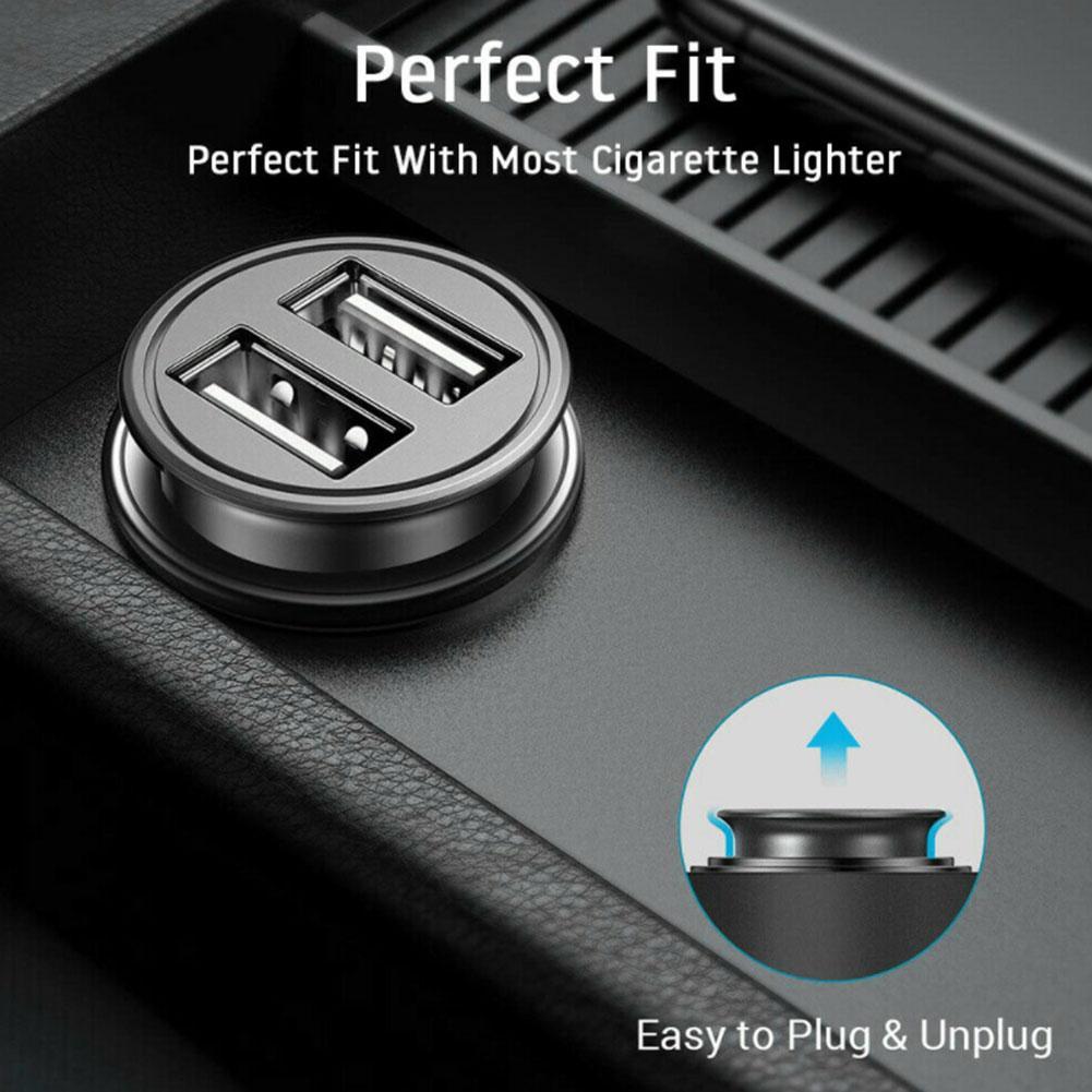 Dual Usb Autolader 2. 4a 5V 2 Poort Sigarettenaansteker Usb Power Adapter Snel Opladen Auto Telefoon Oplader Voor Alle Smartphones
