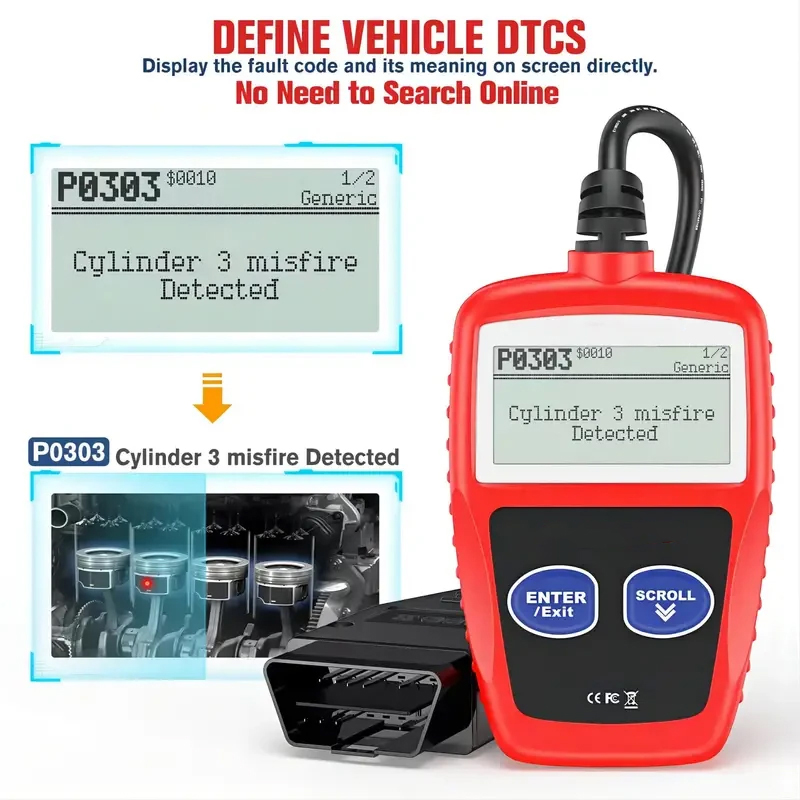 Ferramenta de diagnóstico de scanner OBD2, leitor de código e reinicialização com dados ao vivo para todos os carros/caminhões/SUVs, ferramenta transparente de código de falhas universal