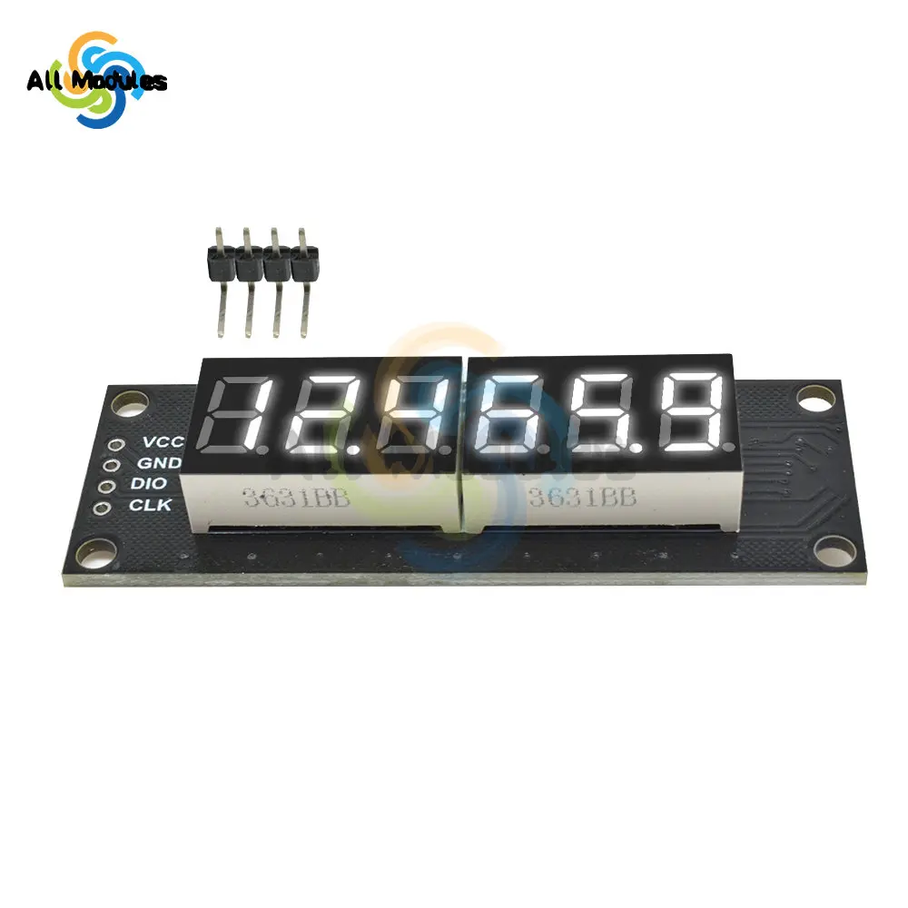 Pantalla LED Digital TM1637 de 0,36 pulgadas, 6 bits, módulo de pantalla LED Digital de 7 segmentos, interfaz de E/S, 5 colores disponibles para Arduino