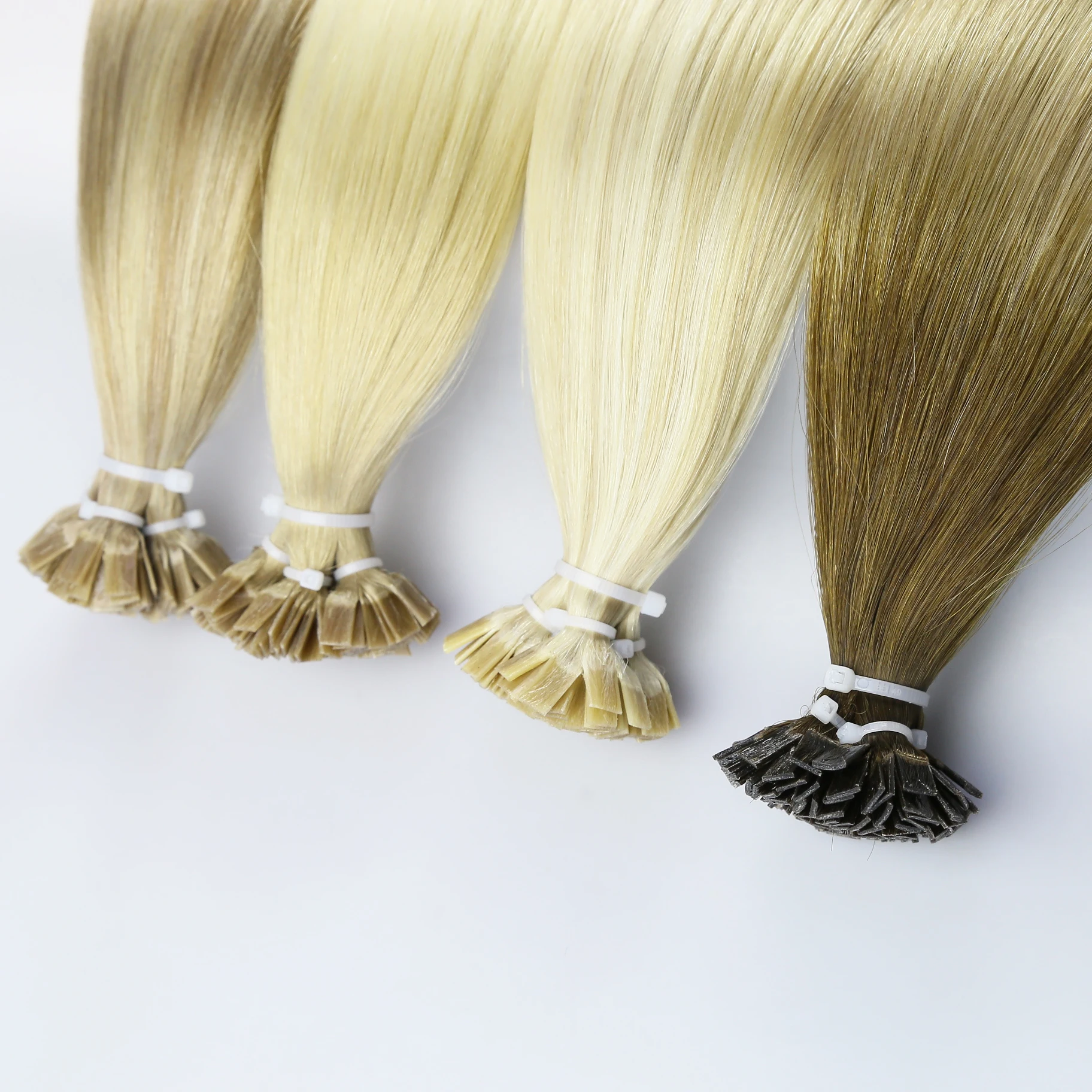 Extensions de cheveux à pointe plate Remy 100% postiches humaines Capsules de kératine droites Extensions de cheveux à pointe pour Salon pré-collé 50 pièces/ensemble