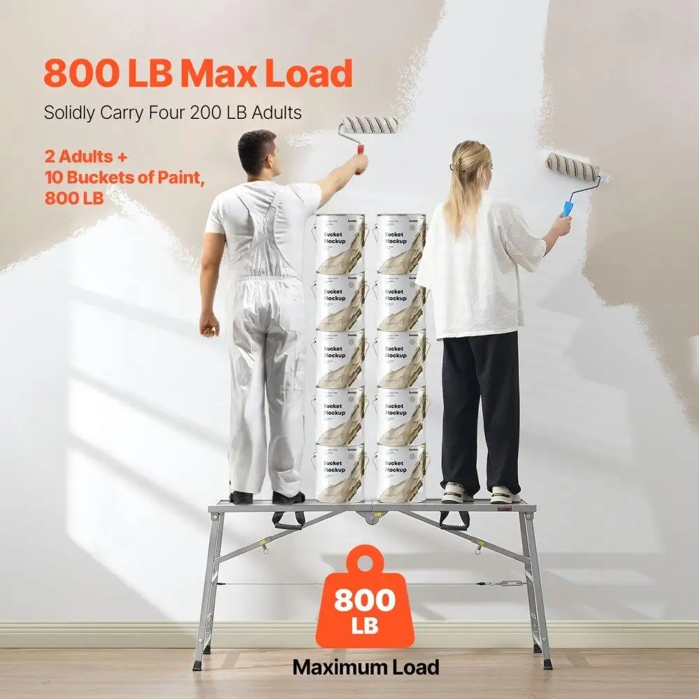 Adjustable Height Portable Scaffolding Platform 800LB Load Bearing Work Stand