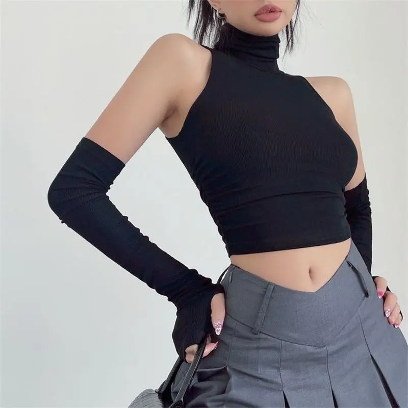 女性用Y2Kショートトップ,長袖,セクシー,タートルネック,タンクトップ,スリムフィット,ショートTシャツ,スリム,ストリートウェア,新しいコレクション2022