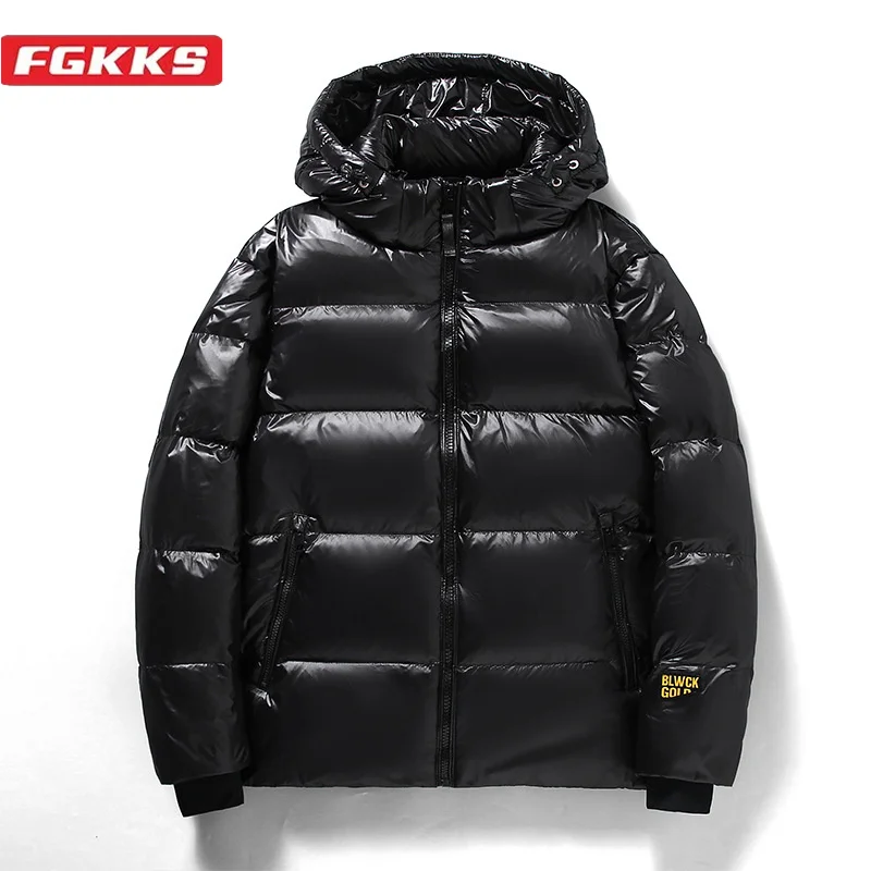Fgkks jaqueta masculina de inverno, nova marca clássica ao ar livre, alta tecnologia, casal, com capuz, roupa externa feminina, pato, parka, jaqueta de penas