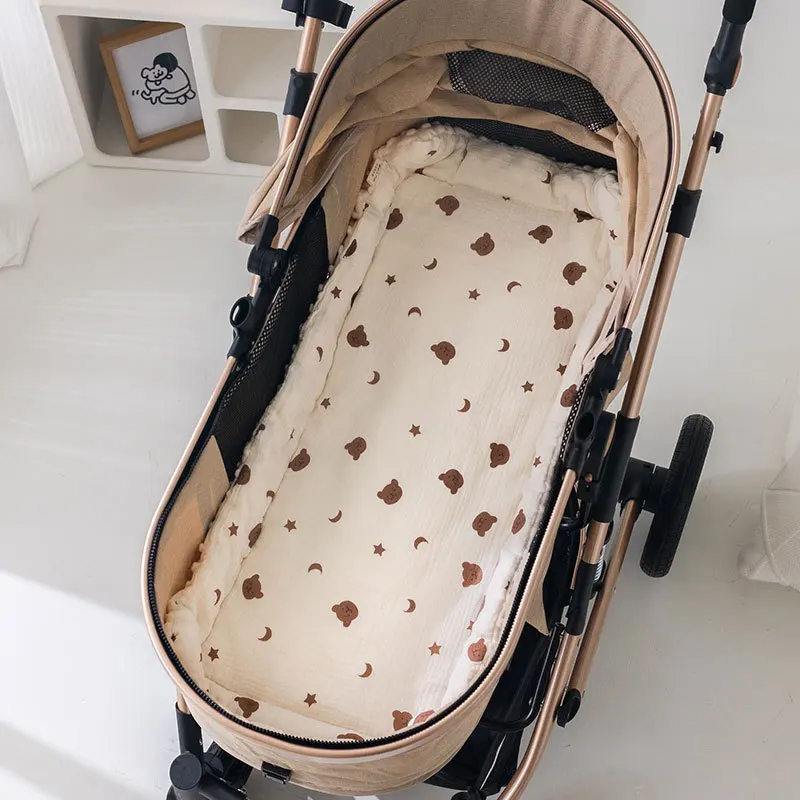 Almofada para carrinho de bebê, colchão de algodão macio e confortável, gaze, ervilhas, veludo, colchão para carrinho de bebê no outono