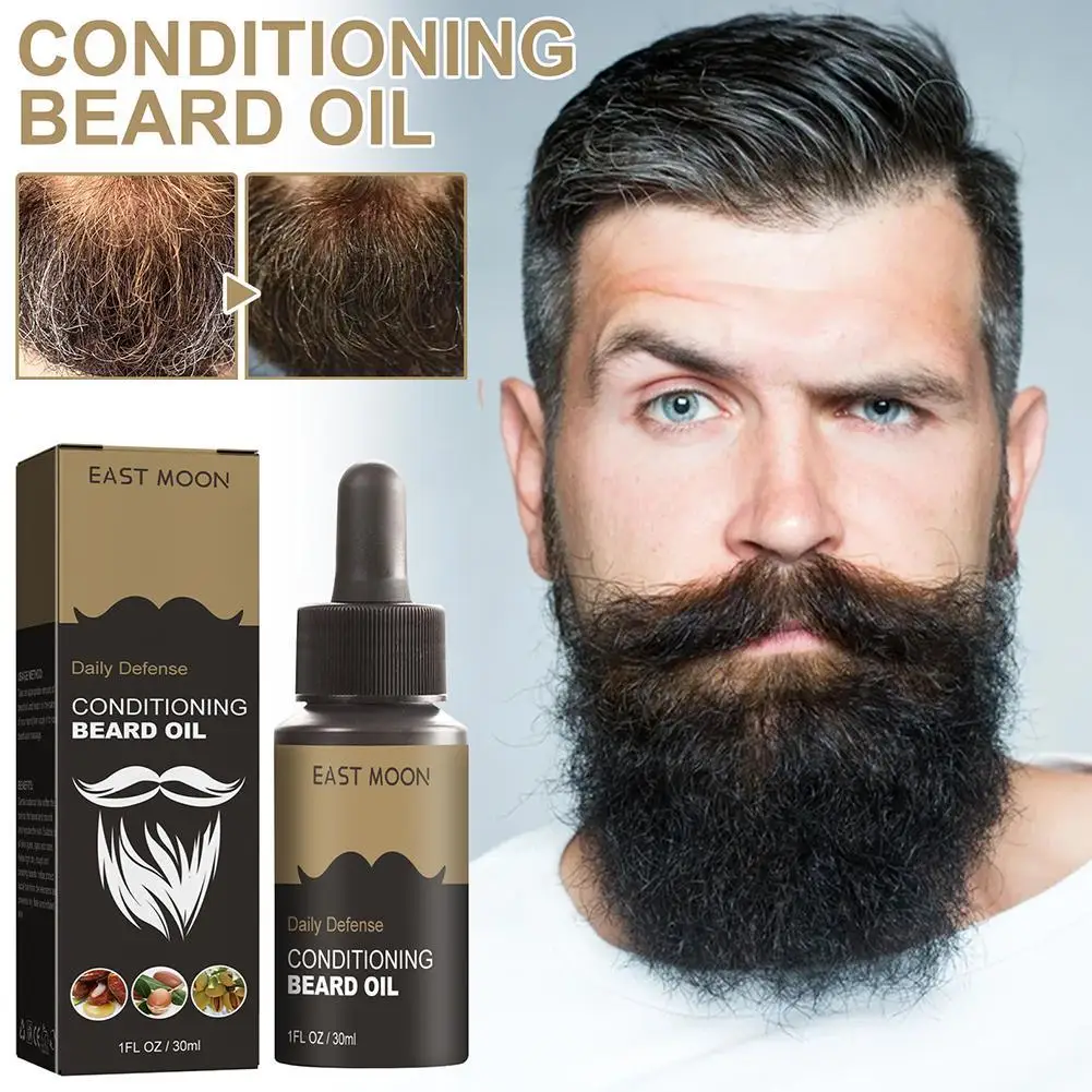 30ml Siero di olio per la crescita della barba per gli uomini Crescita della barba e toelettatura Ammorbidire Rafforzare lo styling Olio per barba Nutrire l'olio per la cura della barba
