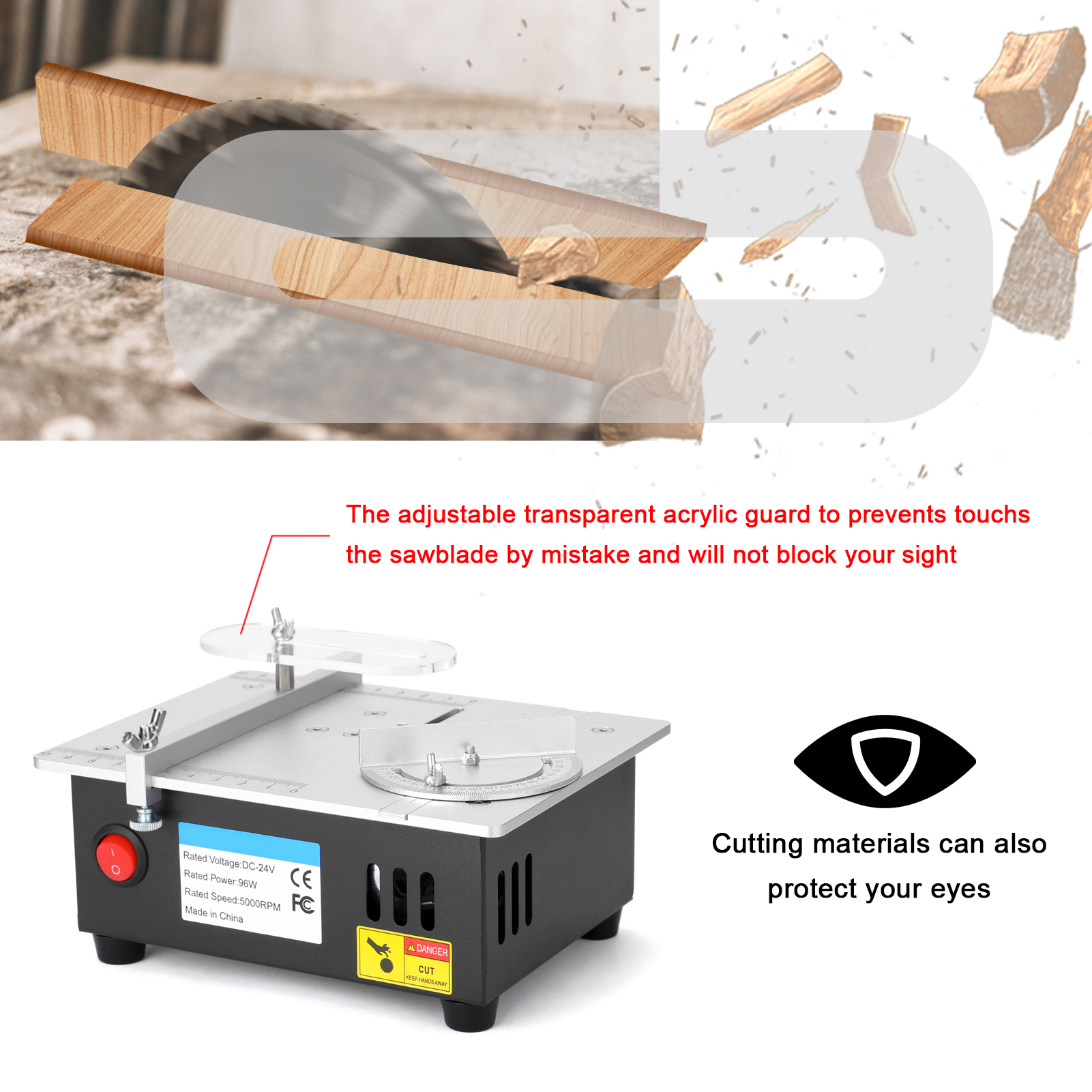 5000RPM Mini Electric Table Saw 7 Speed 96W Household Bench Saw DIY Cutting Machine 14mm Cutting Depth Woodworking Circular Saw