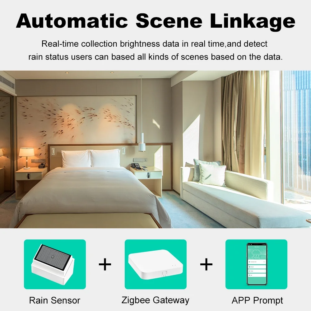Inteligente zigbee 2 em 1 sensor de chuva com detector de luz de brilho alimentado por bateria ao ar livre à prova dwaterproof água detector de chuva zigbee 2mqtt