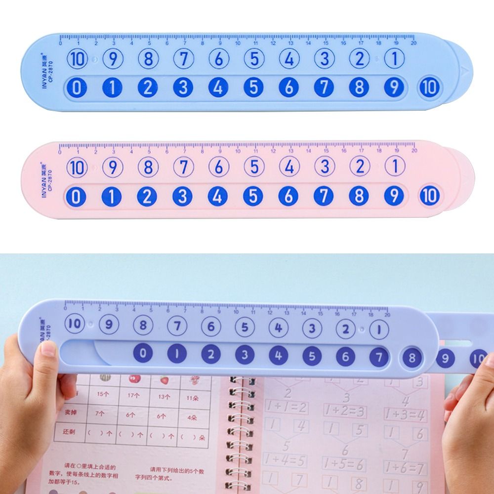 핑크/블루 수학 분해 눈금자, 휴대용 뺄셈 눈금자, 교육 데모, 플라스틱 덧셈 눈금자, 20 개 이내