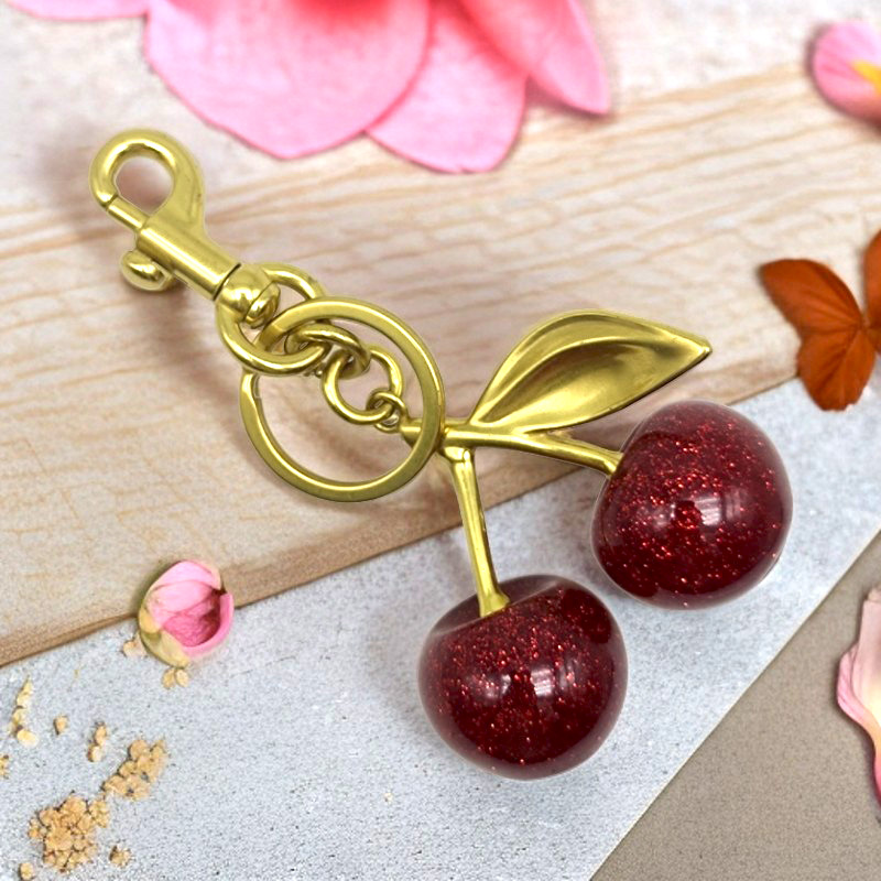 Cherry Charm Handbag Pendant Keychain for Women's Exquisite Internet-famous Crystal Cherry Bag Accessories High-Grade Pendant