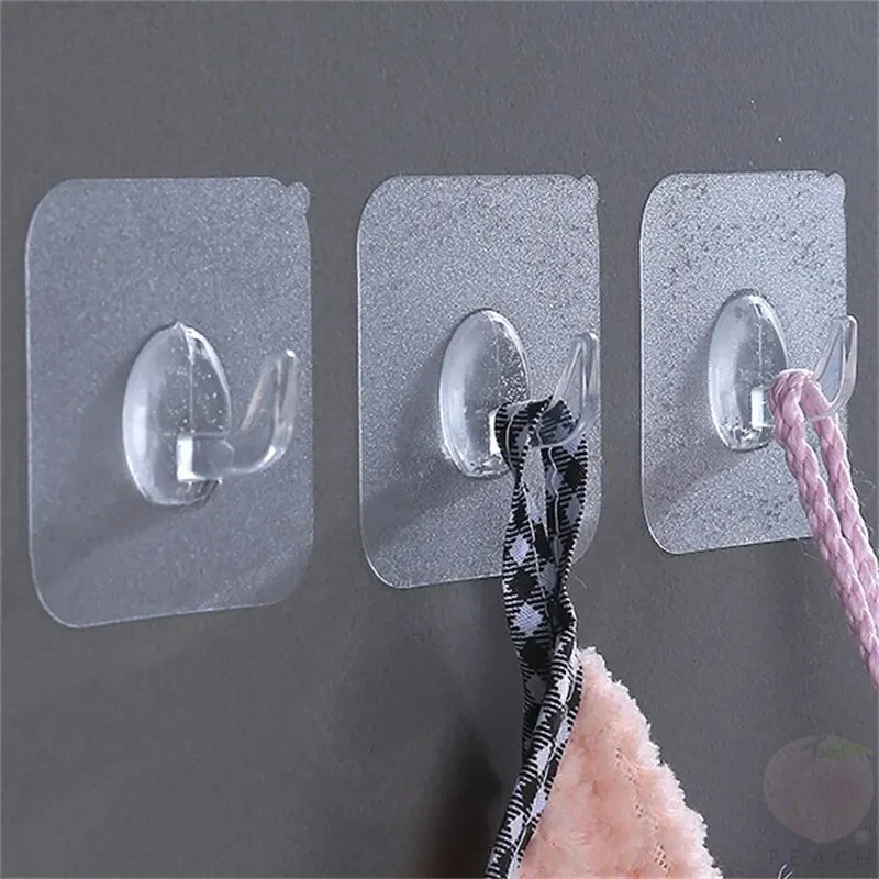 30PCS Hooks ผนังโปร่งใส Strong Self กาวผ้าเช็ดตัวประตูแขวนผนังแขวนห้องครัวอุปกรณ์ห้องน้ํา Hooks