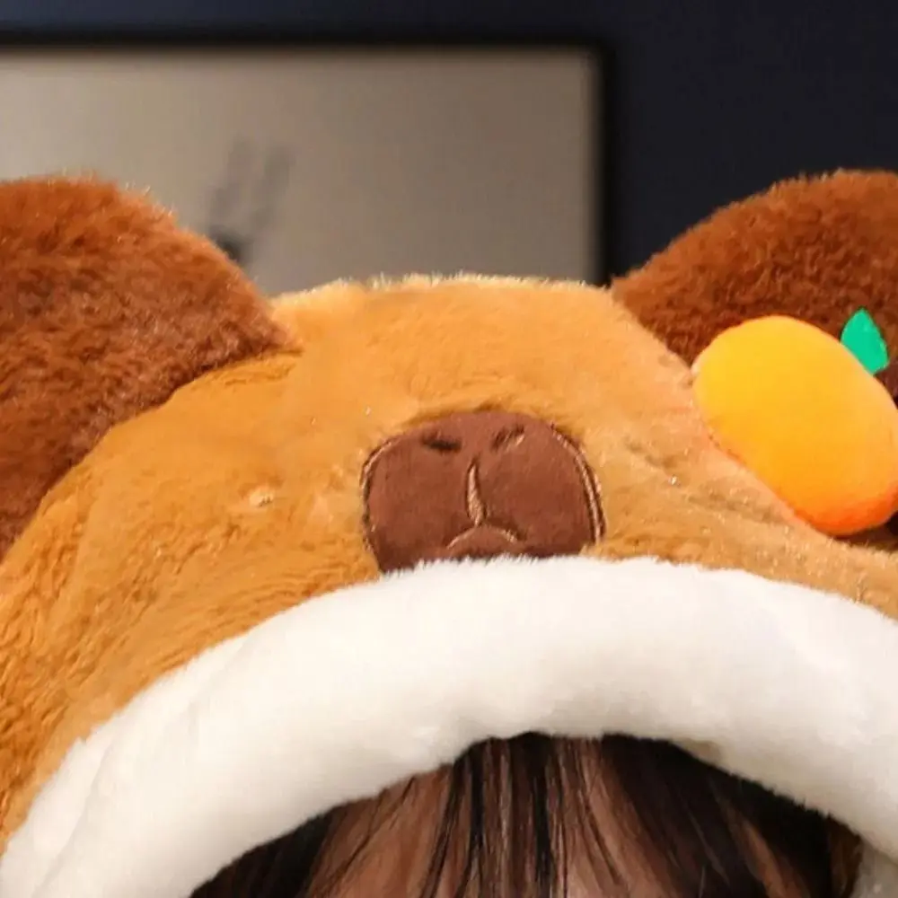 น่ารัก 3in 1 หมวกผ้าพันคอถุงมือชุดตุ๊กตาฤดูหนาว WARM Capybara หมวกหมวกหนาป้องกันหูการ์ตูนหมวกคอ