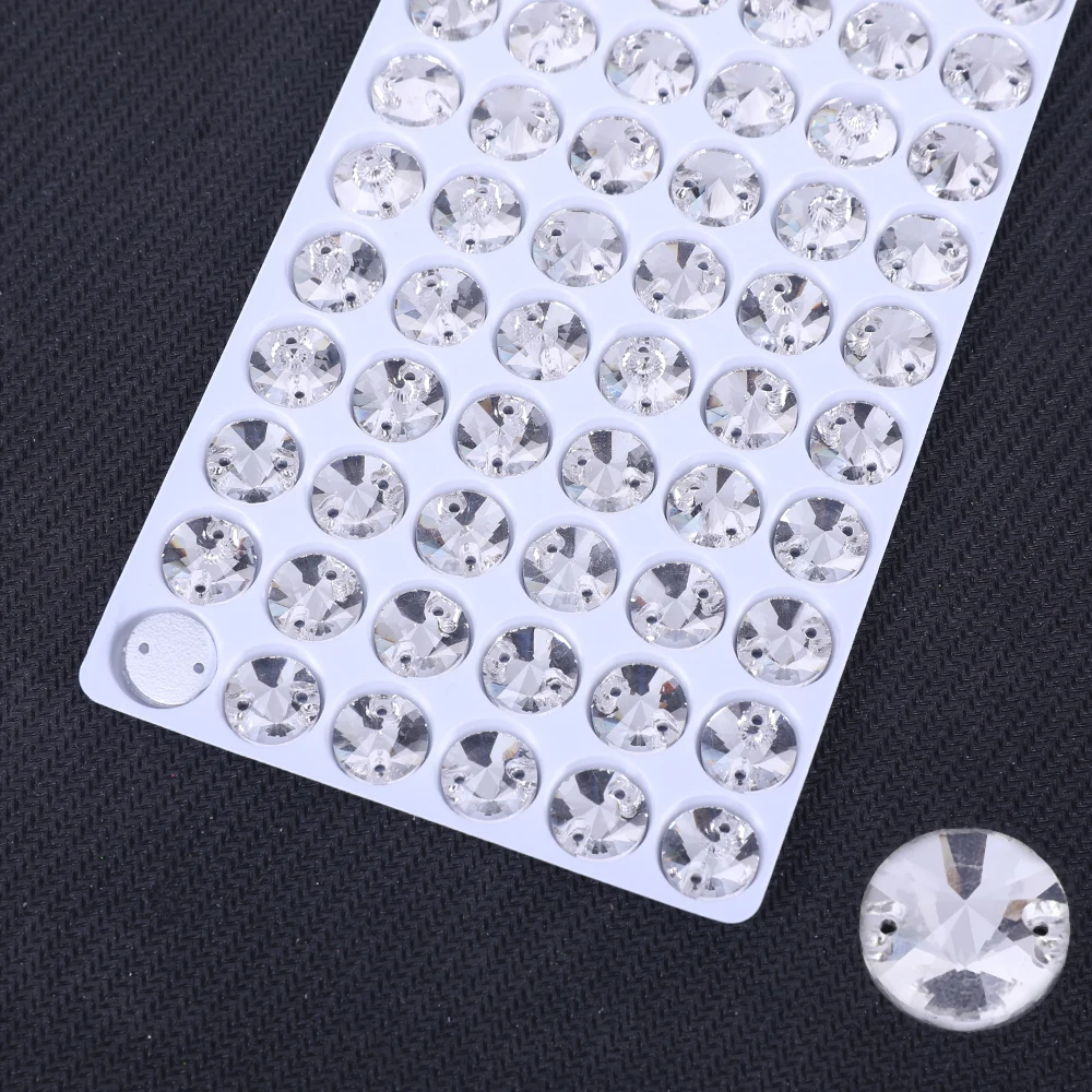 VC Sew On AB berlian imitasi bentuk bulat kristal kaca pipih untuk pakaian gaun pernikahan semua untuk dekorasi DIY