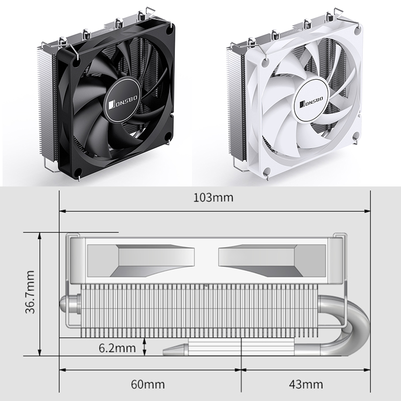 JONSBO HP-400S ความดันโปรไฟล์หม้อน้ํา CPU 4 ท่อความร้อน 9 ซม.พัดลมหม้อน้ําบางเฉียบเหมาะสําหรับ ITX ขนาดเล็กโปรเซสเซอร์ Cooler