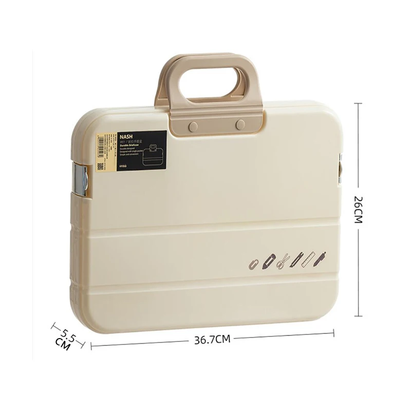 Portable File Box Plastic Transparent Pencil Case A4 Folder With Lock Handle Documents Stationery Storage Case Office Organizer