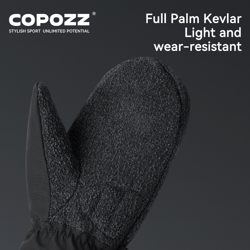 COPOZZ Winter-Skihandschuhe, Kevlar, verschleißfestes Material, Snowboard, Herren und Damen, Thermo-Schneehandschuh, Fäustlinge mit integriertem Handgelenkschutz