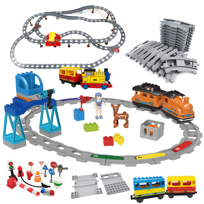 รถไฟขนส่งขนาดใหญ่ Building Blocks Creative TRACK อุปกรณ์เสริมประกอบของเล่นเด็กอิฐเข้ากันได้กับ City Train ชุด