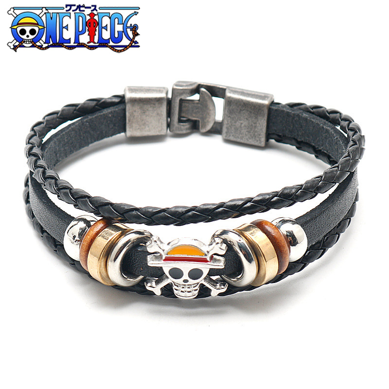 Anime uma peça pulseira animação periféricos brinquedos acessórios europeu e americano vintage pulseira de couro presentes aniversário