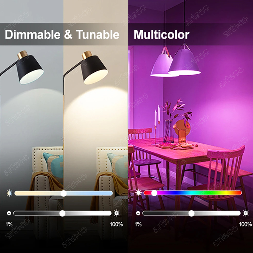 Tuya Bluetooth Smart LED Birne WiFi Glühbirnen Dimmbare Scheinwerfer Birne 15W E27 RGB + CW + WW LED Farbwechsel Lampe Für Wohnkultur