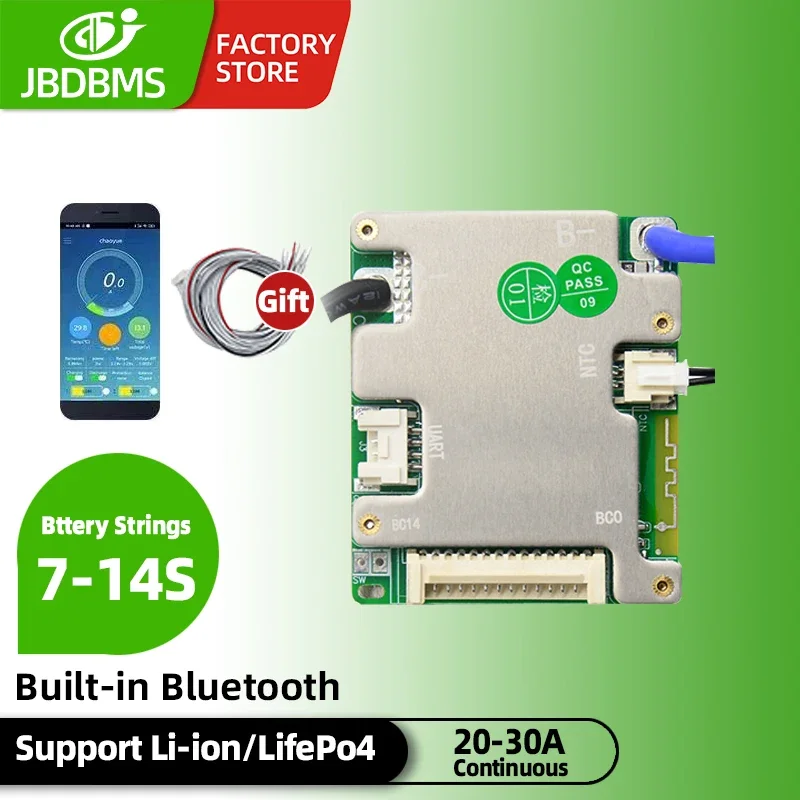 JiaBaiDa identifica automatizada 7s-14s 7S 8S 9S 10S 11S 12S 13S 14S 20A 30A 40A 50A LFP NMC BMS inteligente 24V 36V 48V