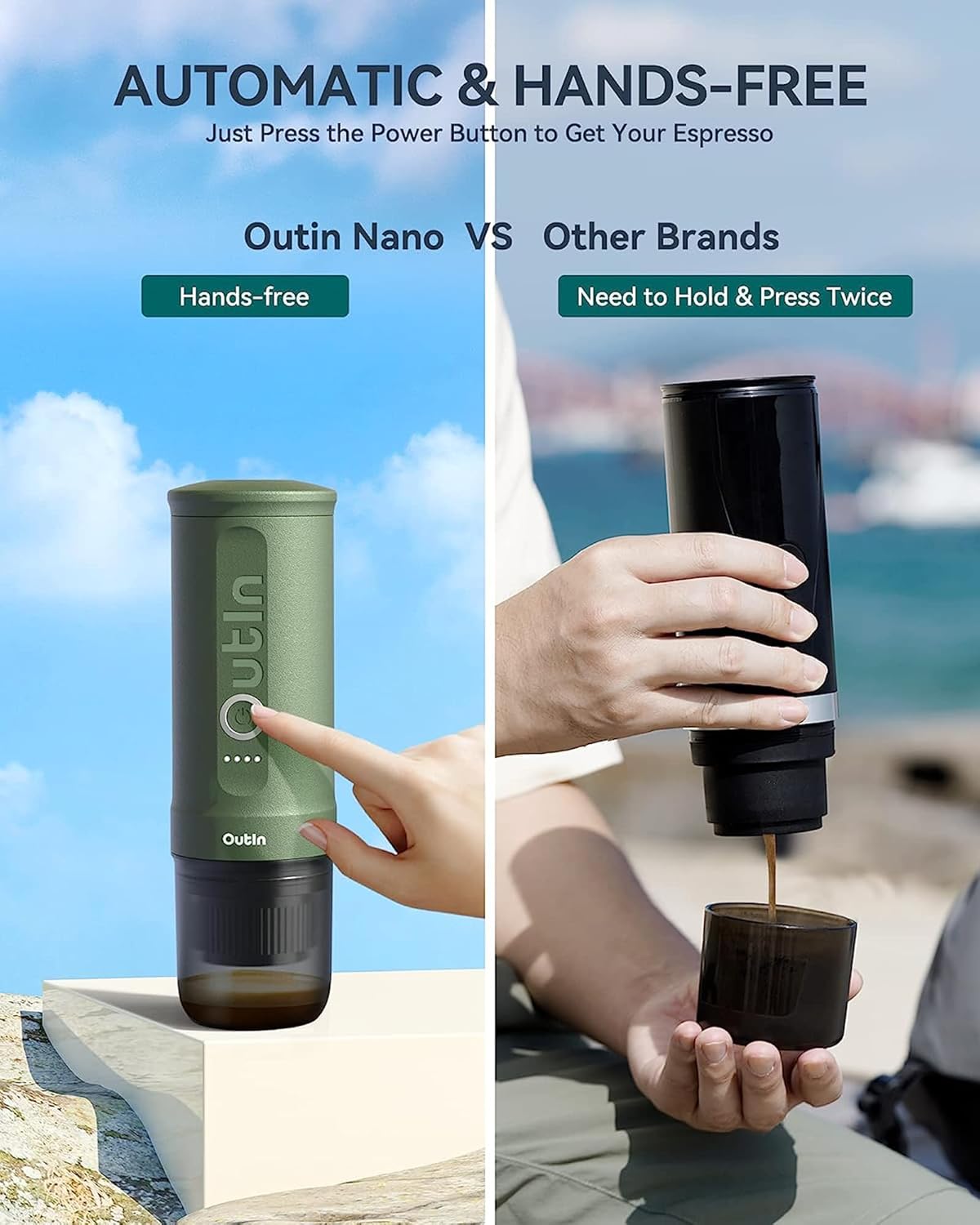 Descuento por tiempo limitado-- Nano Cafetera Espresso Eléctrica Portátil, Cafetera de Viaje para Camping